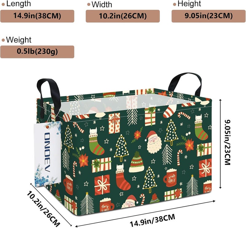 ONOEV Rectangular Christmas Party Gift Basket Cute Storage Box Organization Bin Room Decoration (Christmas Basket) - Image 2